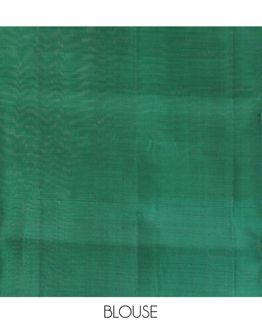 Green Mayuri Lite Silk Mix Saree, Enthralled with Zari Buttas, Complemented By Contrast Border of Zari Buttas, a Grand Floral-themed Pallu, and a Contrast Blouse