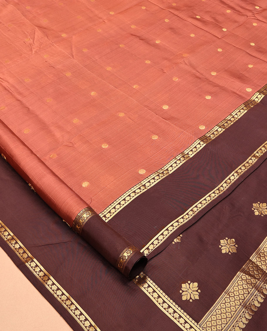 Rust Brown Vasundhara Lite Silk Mix Saree
