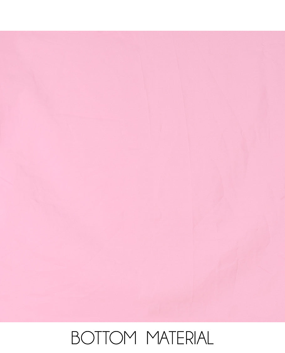 Pink Mul Chanderi Material Chudiddar, Embroidered Top, Plain Bottom, Zari Striped Dupatta