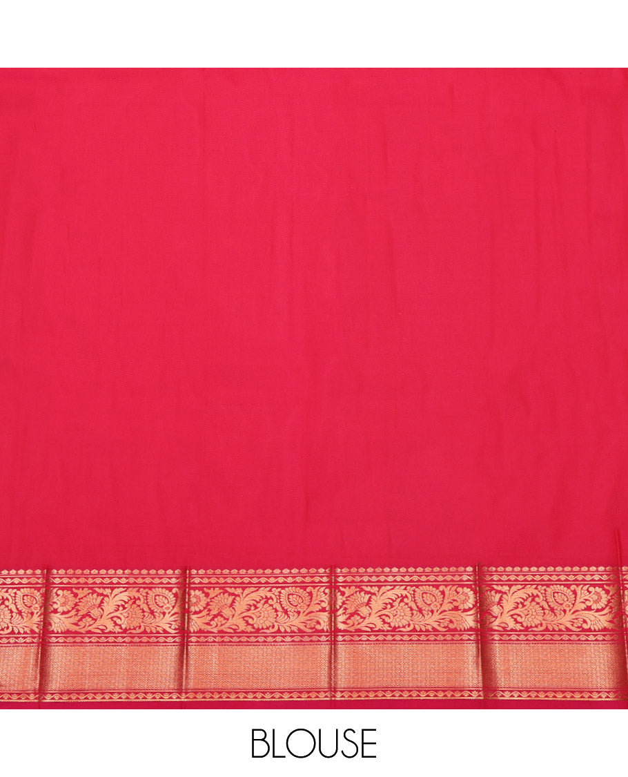 Grey Budget Silk Saree, Impeccably Styled with Jacquard, a Contrast Traditional Zari Border, Grand Pallu, and a Contrast Blouse