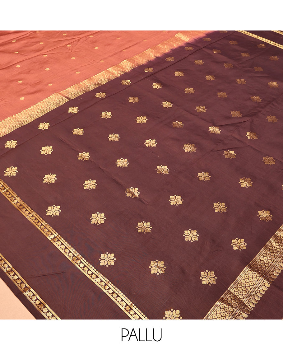 Rust Brown Vasundhara Lite Silk Mix Saree