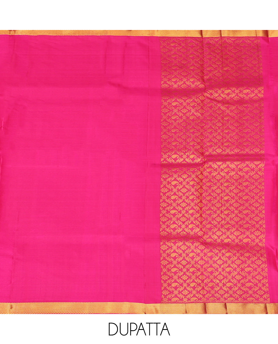 Cantaloupe Color Pure-Silk Half-Saree