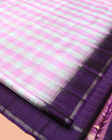 Multi-Color Checked Kanchipuram Silk Saree, Complemented by a Contrast Bodi Border, Checked Pallu, and a Contrast Blouse