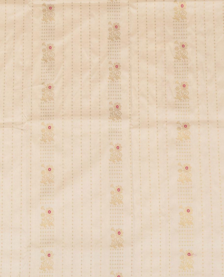 Cream Pure Silk Navarathna Pavadai Material Set