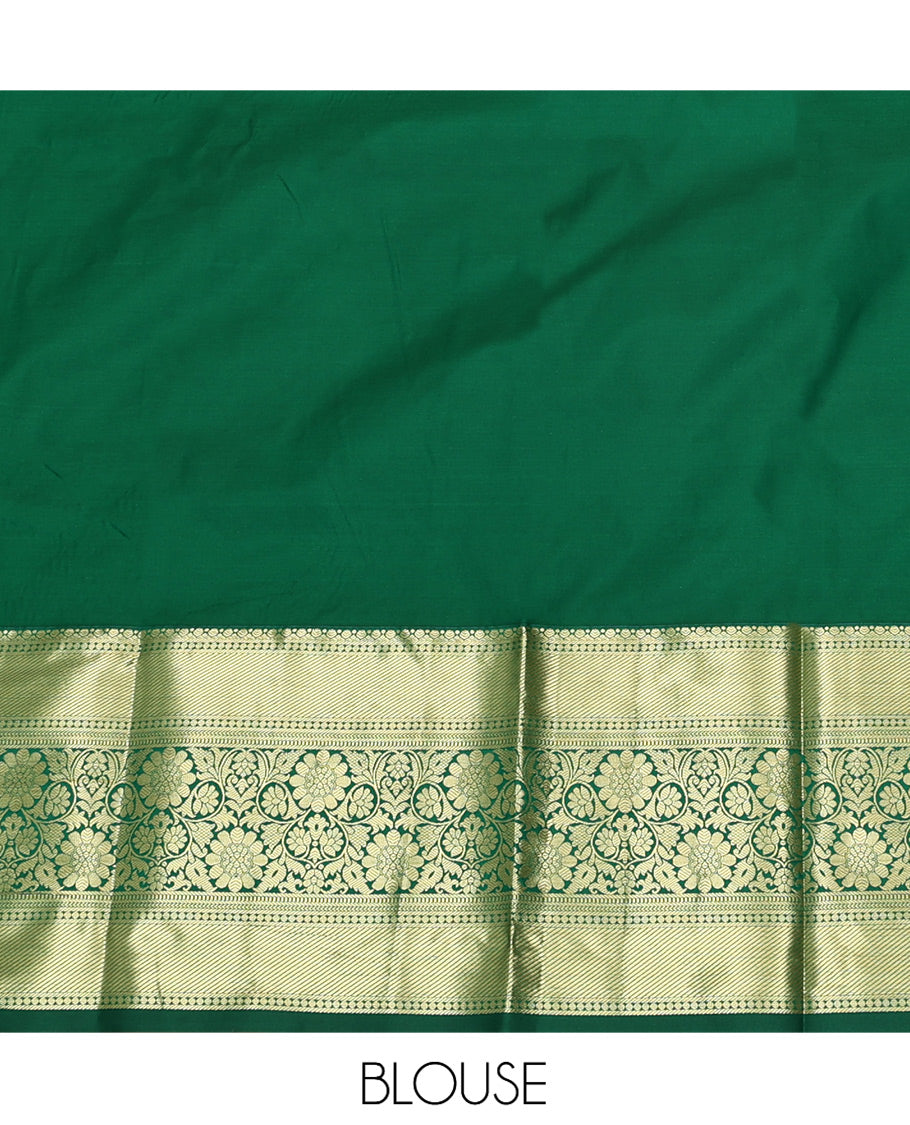 Purple Art Silk Material Half Saree Featuring Jacquard Skirt, a Contrast Traditional Zari Design Border, Contrast Blouse, and an Intricate Dhavani