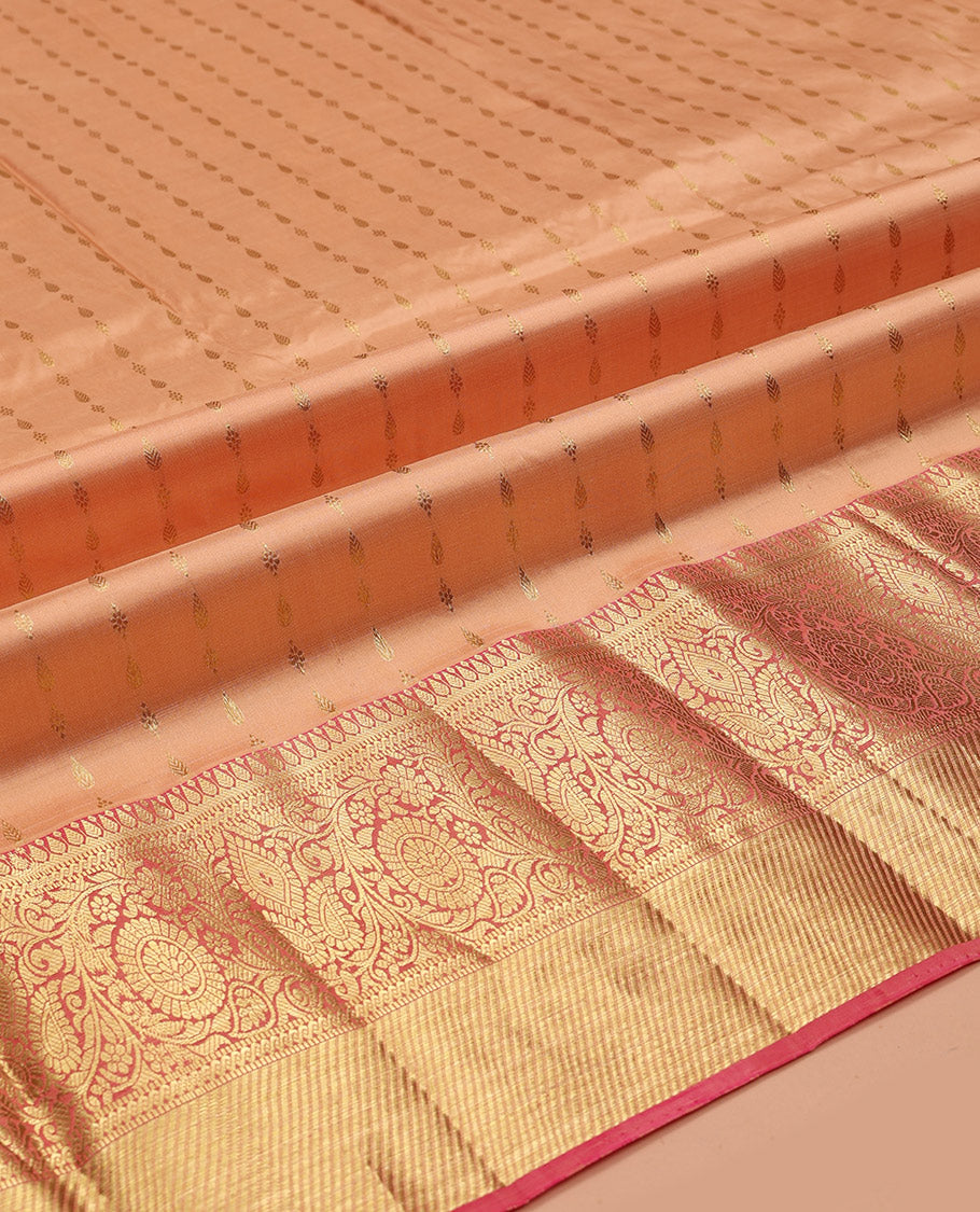 Cantaloupe Color Pure-Silk Half-Saree