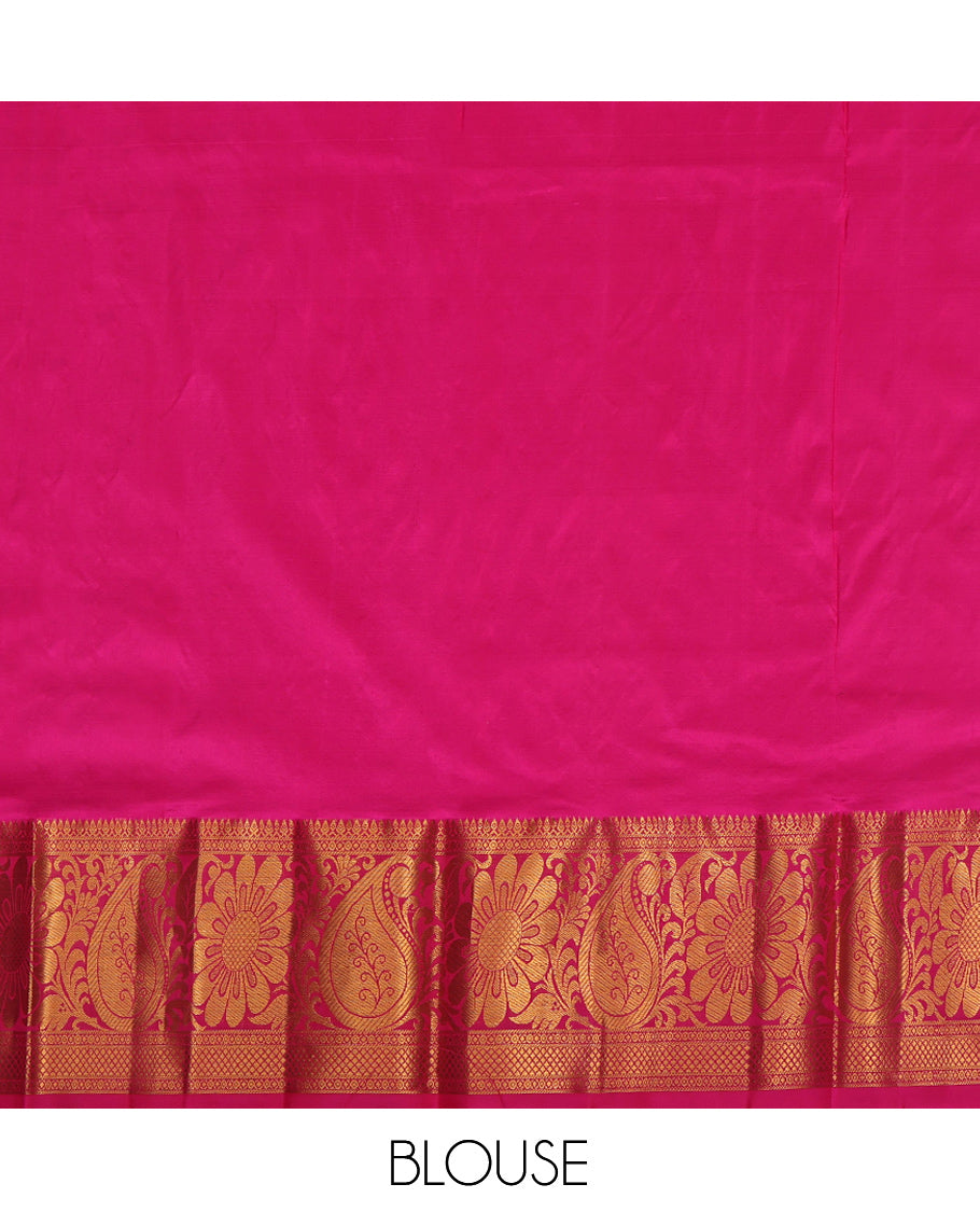 Cream Pure Silk Navarathna Pavadai Material Set
