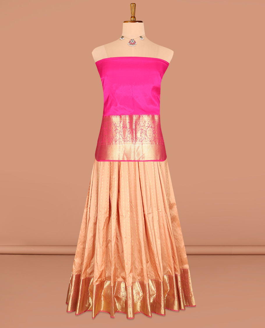 Cantaloupe Color Pure-Silk Half-Saree
