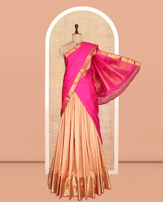 Cantaloupe Color Pure-Silk Half-Saree