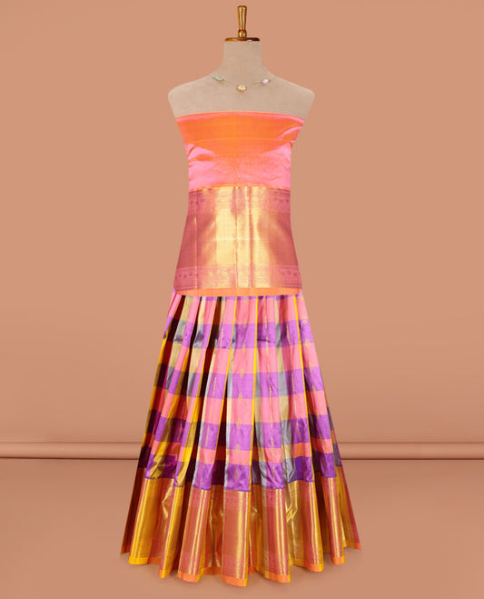 Multi-Color Pure Silk Navarathna Pavadai Material Set