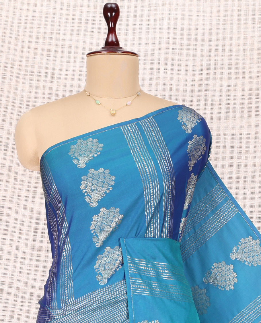 Borderless Blue Budget Silk Saree