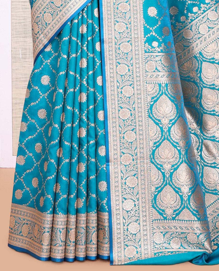 Blue Banaras Nylon Saree