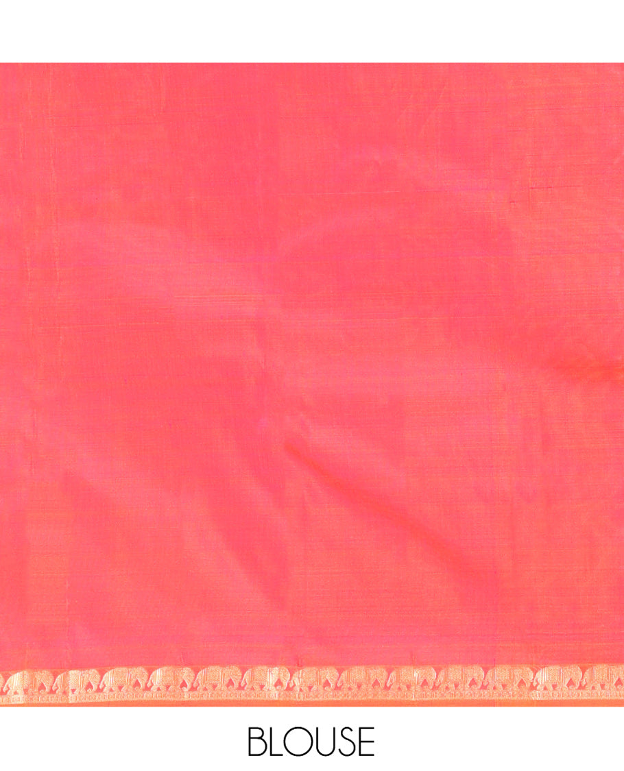 Orange-Pink Zari Butta Vasundhara Silk Saree