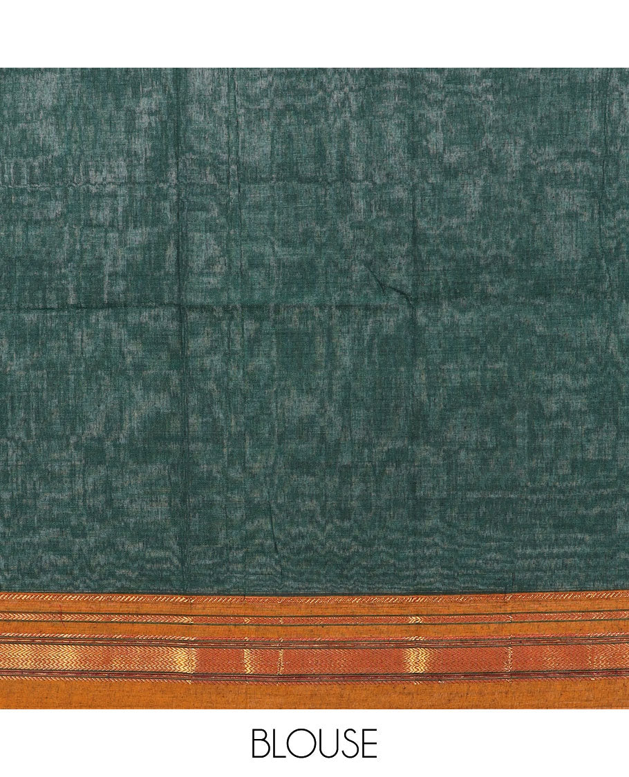 Red checked, buttas chettinad cotton saree with contrast traditional zari ganga jamuna border