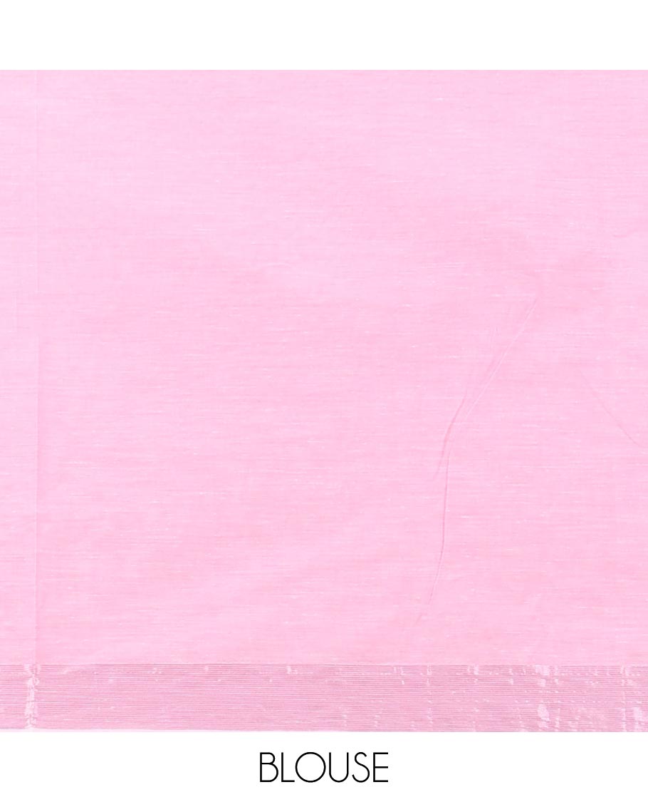 Sandal striped jute cotton saree, self-border & striped pallu