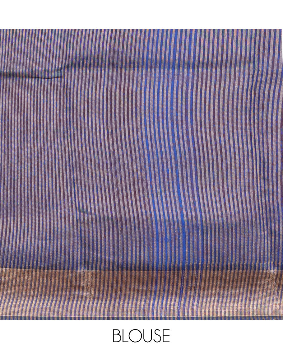 Blue Plain Dupion Saree