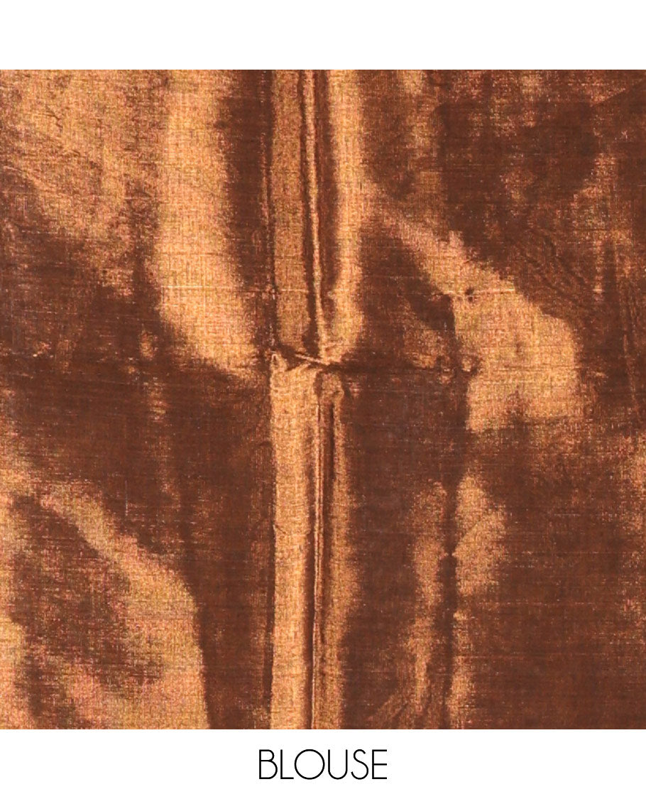 Borderless Copper Plain Khadi Tissue Saree, a Self-Pallu, and Paired with a Matching Blouse