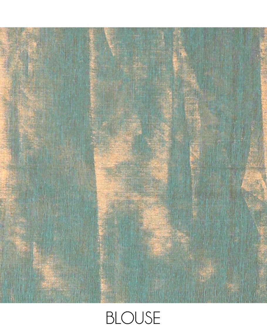 Borderless Olive Khadi Tissue Silk Saree, Accentuated with Sequins On Its Body, a Self-Pallu and Paired with a Matching Blouse