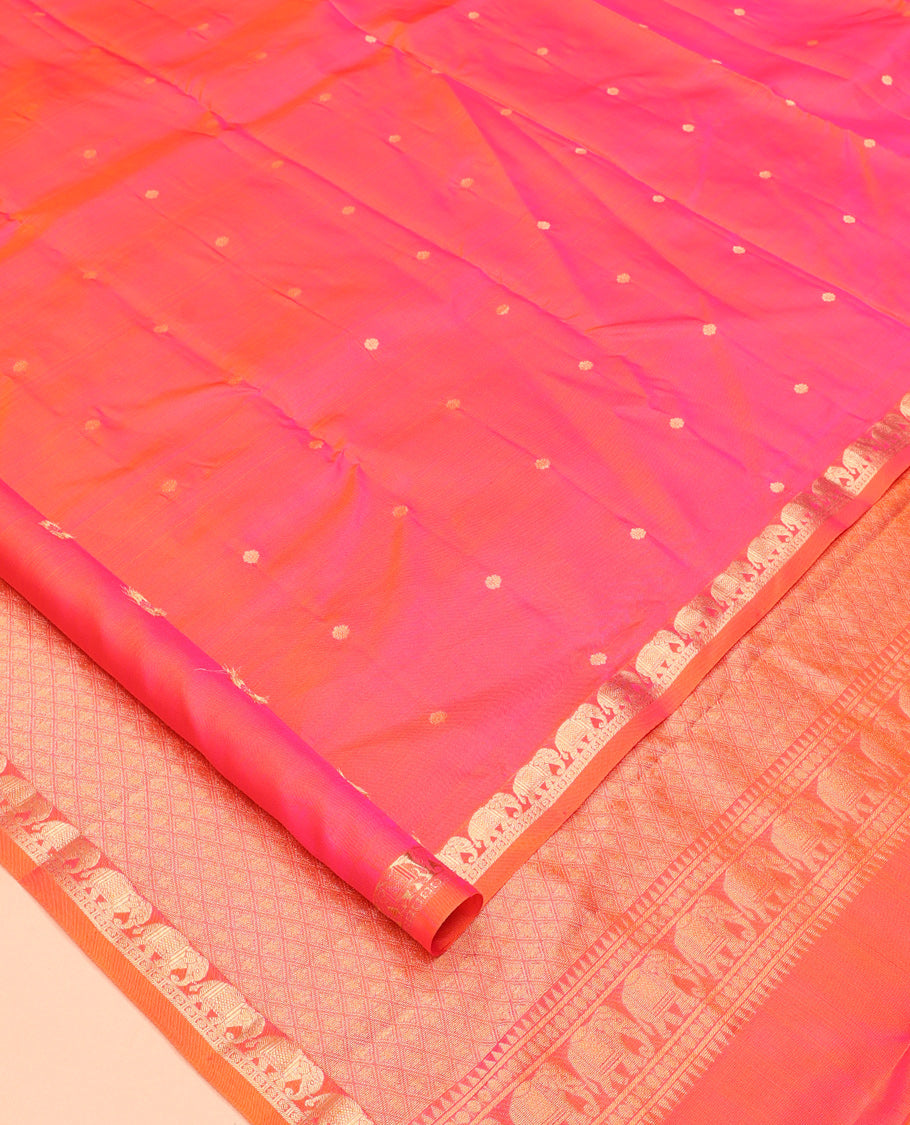 Orange-Pink Zari Butta Vasundhara Silk Saree