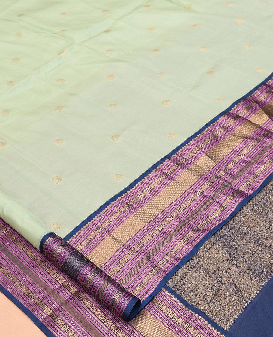 Pista Green-Blue-Pink Vasundhara Lite Silk Mix Saree