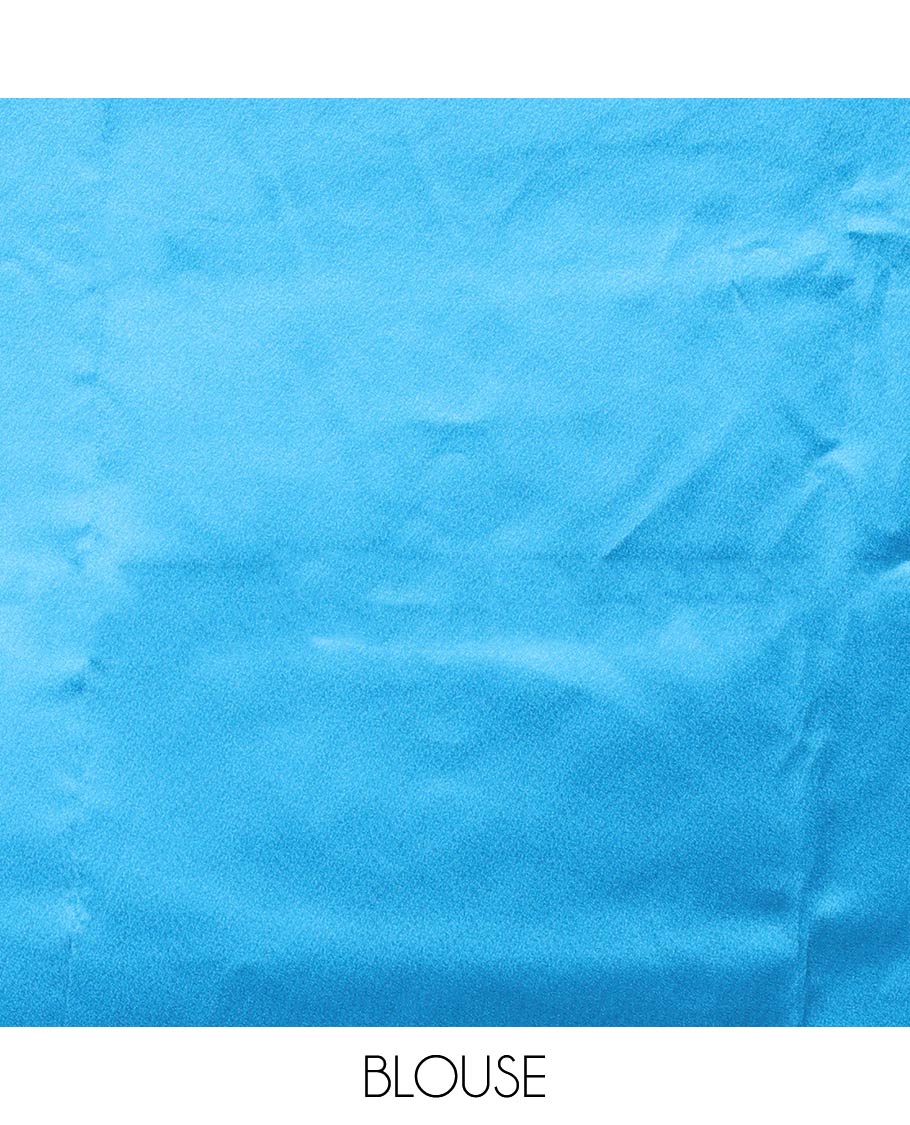 Royal blue ombre full-plain satin crepe saree, copper zari border, and plain blouse