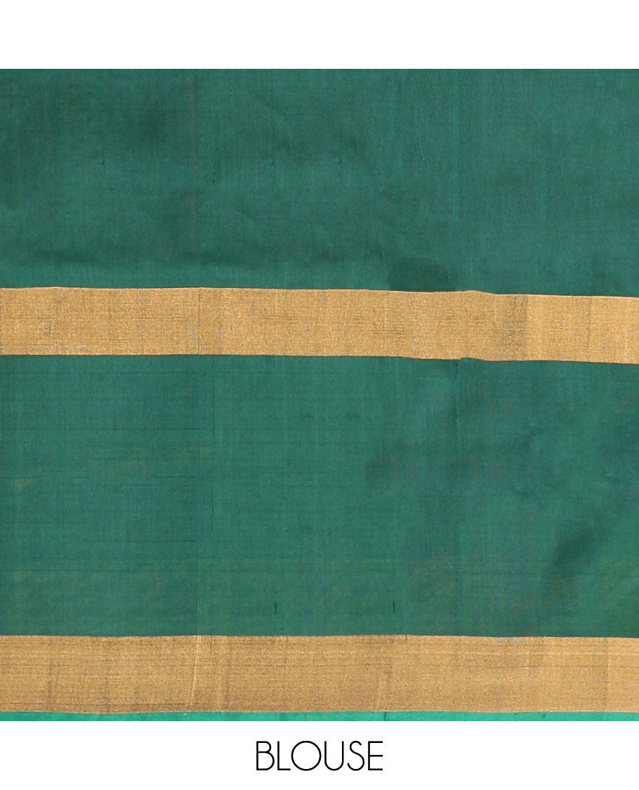 Brown striped floral uppada silk saree with contrast zari design & intricate zari design pallu