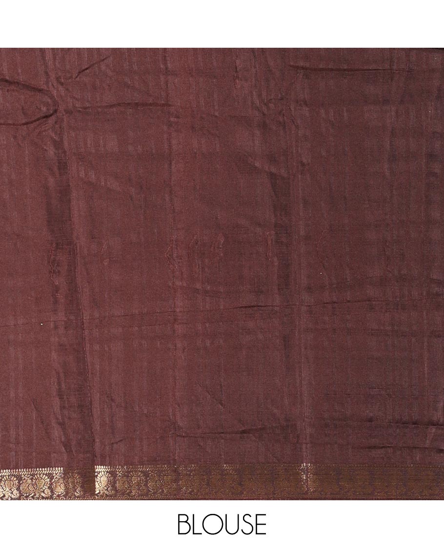 Peach pochampally ikkat parrot motifs printed dola silk saree, contrast border of kalamkari printed with zari work, kalamkari peacock printed pallu, and contrast zari design blouse