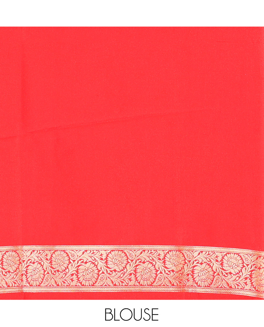 Orange Semi-Banaras Nylon Saree