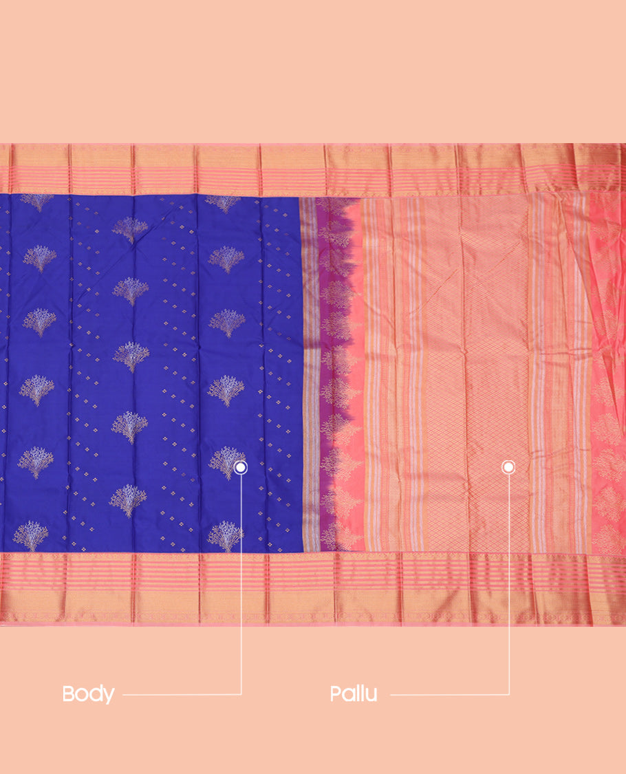 Royal Blue Zari Butta Budget Silk Saree