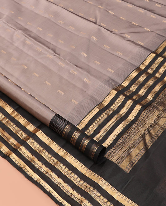 Grey Buttas Vasundhara Lite Silkmix Saree, a Contrast Varisai Pettu Border, Grand Pallu, Contrast Blouse