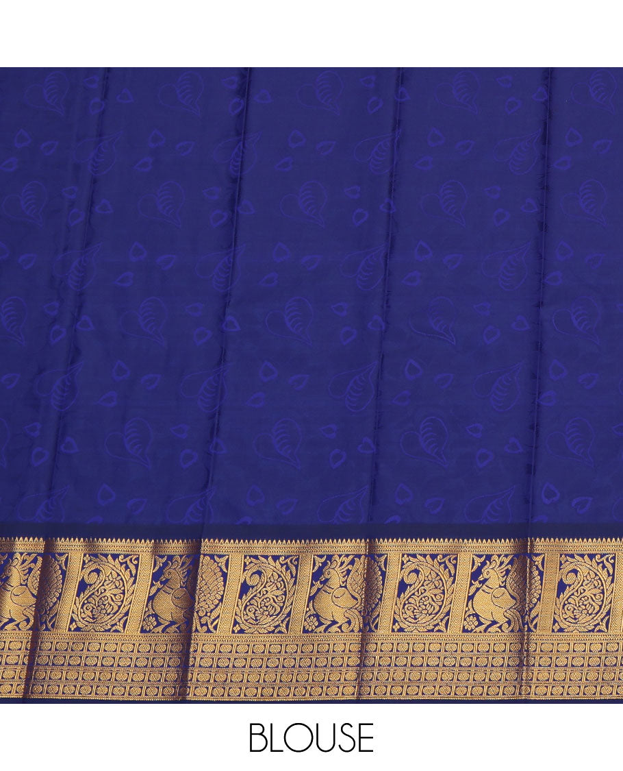 Green Budget Silk Saree Featuring Jacquard Design, a Contrast Traditional Zari Border, Grand Pallu, and a Contrast Blouse