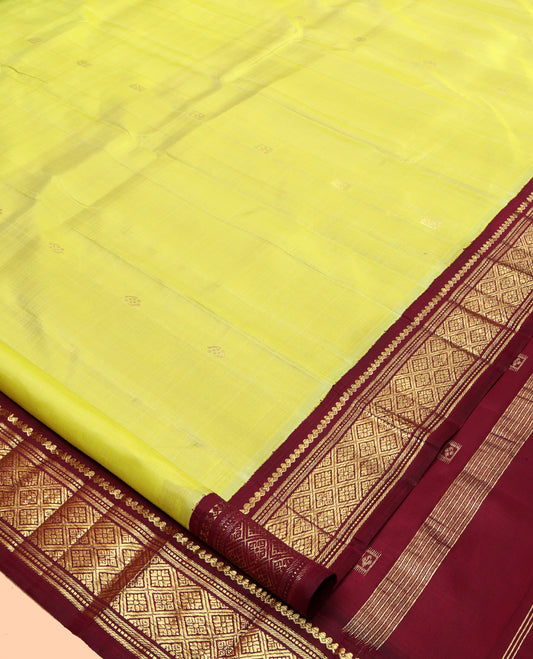 Yellow Zari Butta Kanchipuram Silk Saree