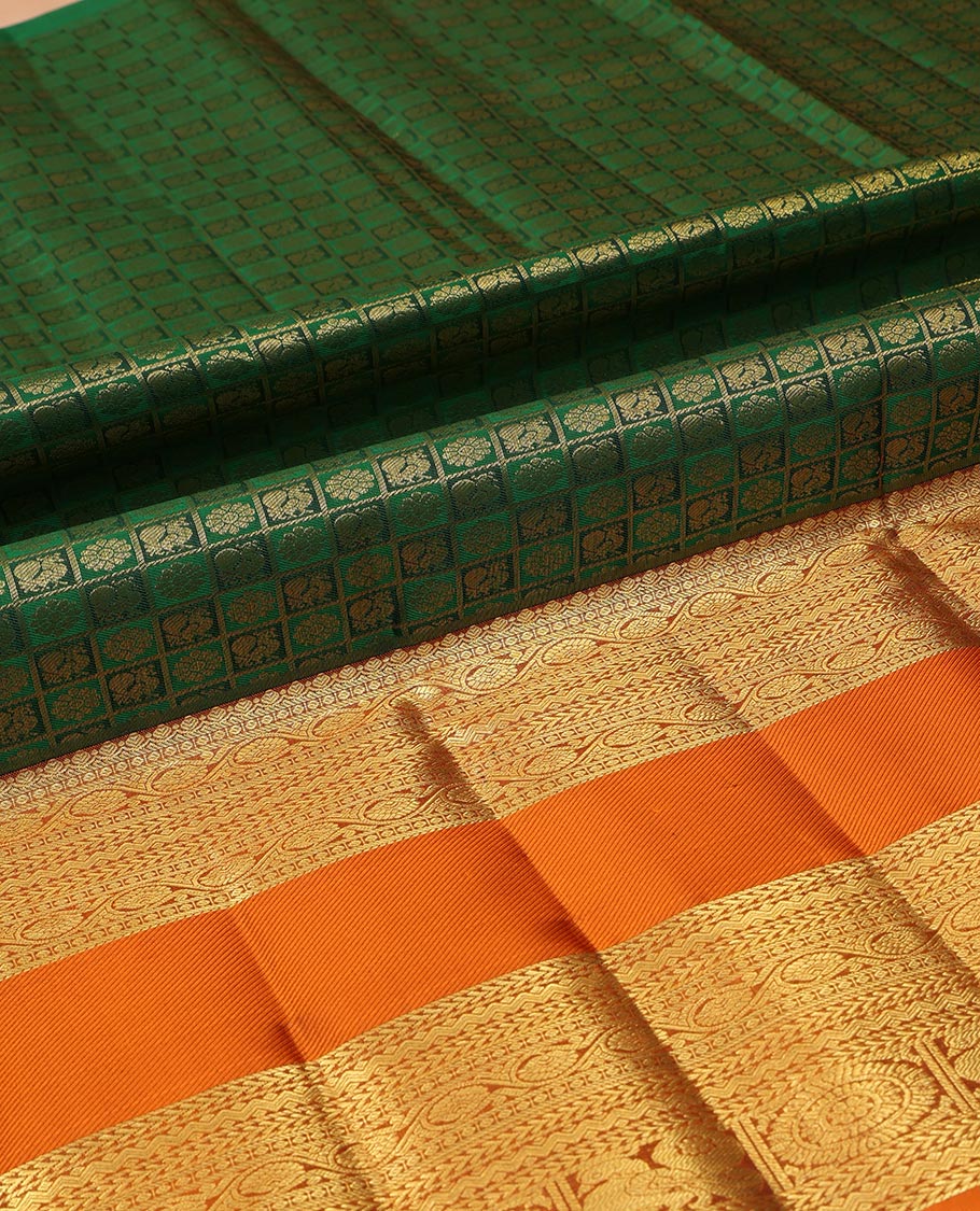 Green Pure Silk Pavadai Material Set
