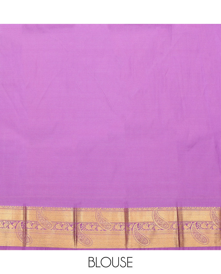 Pale Blue Budget Silk Saree, Sparsely Threaded with Zari Buttas, a Contrast Traditional Zari Border, Grand Pallu, and a Contrast Blouse