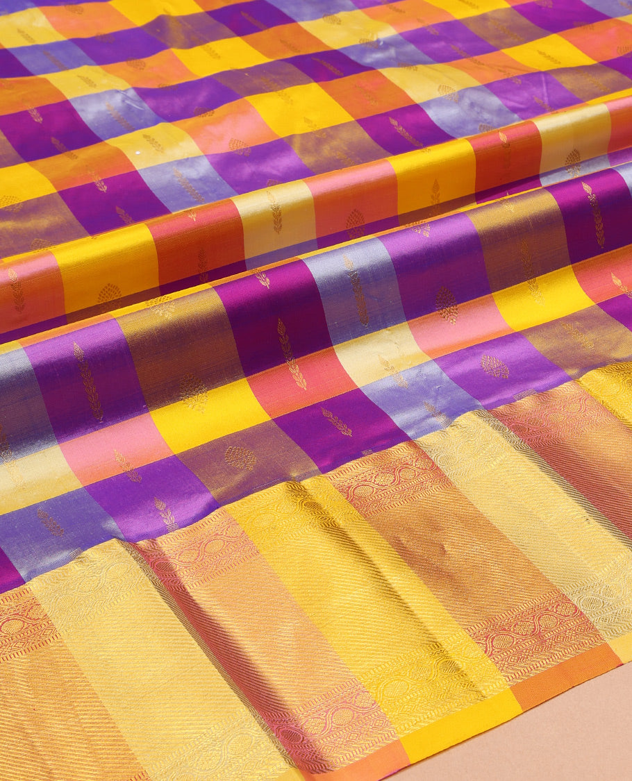 Multi-Color Pure Silk Navarathna Pavadai Material Set
