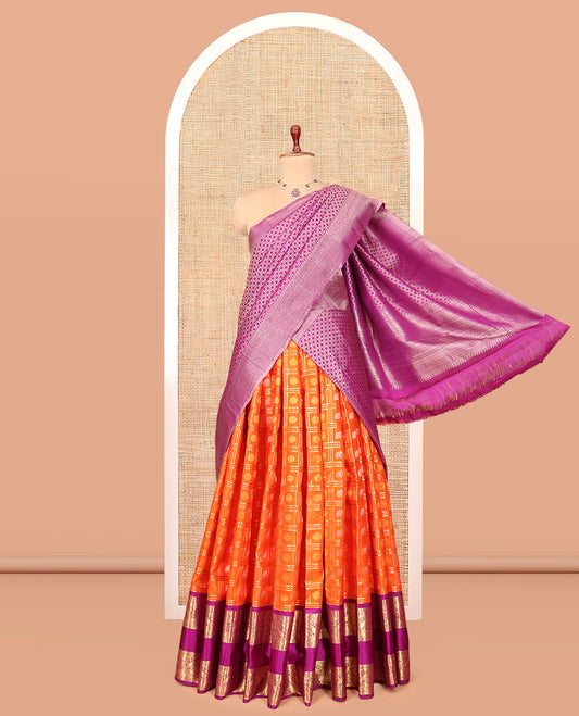 Orange Pure Silk Half-Saree