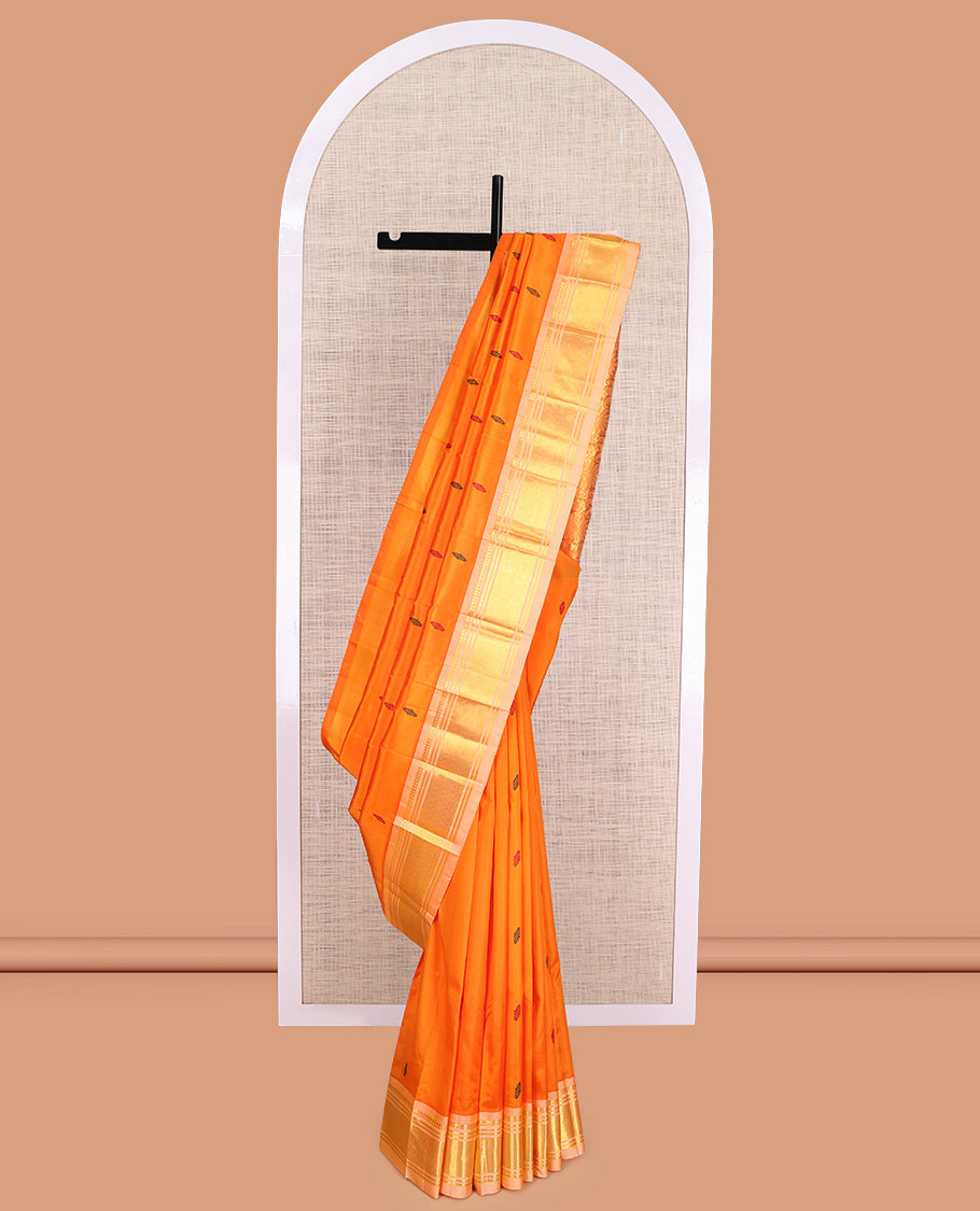 Orange Thread Butta Kanchipuram Silk Saree