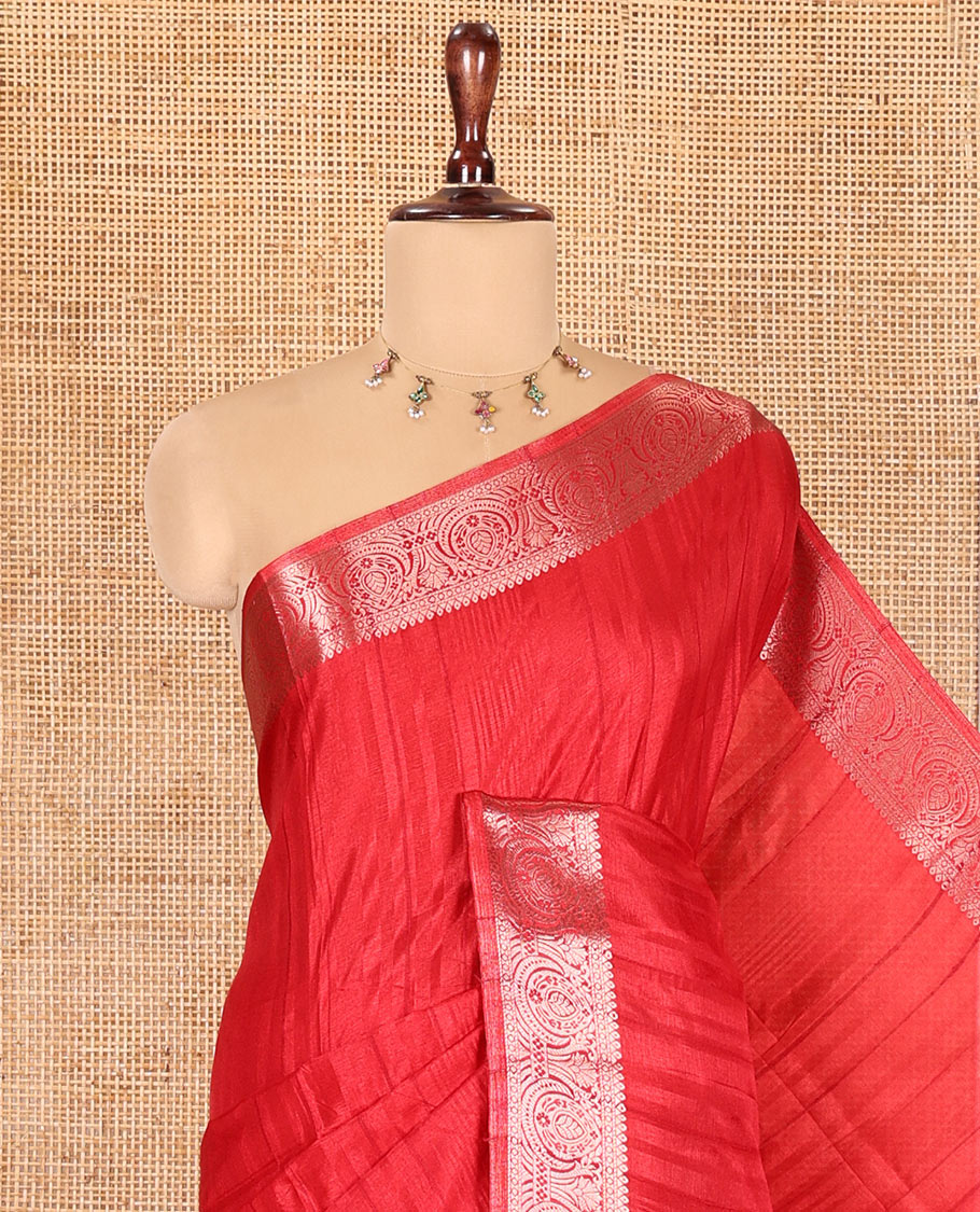 Rust Fancy Tussar Saree, Intricate Border, Grand Pallu, a Printed Blouse, Matching Brocade Blouse
