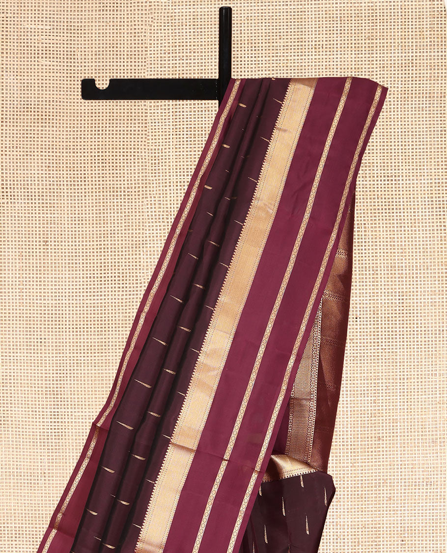 Maroon Vasundhara Lite Silk Mix Saree, Woven with Malli Mokku Buttas, a Contrast Border of Rekku, Kathir, and Kamalam Designs, Grand Pallu, and a Contrast Blouse