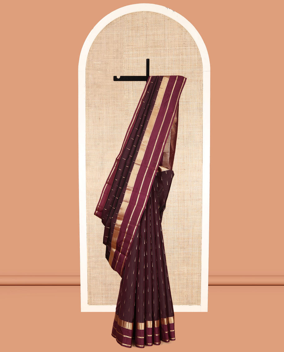 Maroon Vasundhara Lite Silk Mix Saree, Woven with Malli Mokku Buttas, a Contrast Border of Rekku, Kathir, and Kamalam Designs, Grand Pallu, and a Contrast Blouse