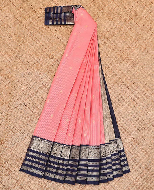 Pink Budget Silk Saree, Bedecked with Zari Buttas and Checks On Its Body, Complemented by Contrast Traditional Zari Designs Woven Border, Grand Pallu and Paired with a Contrast Blouse