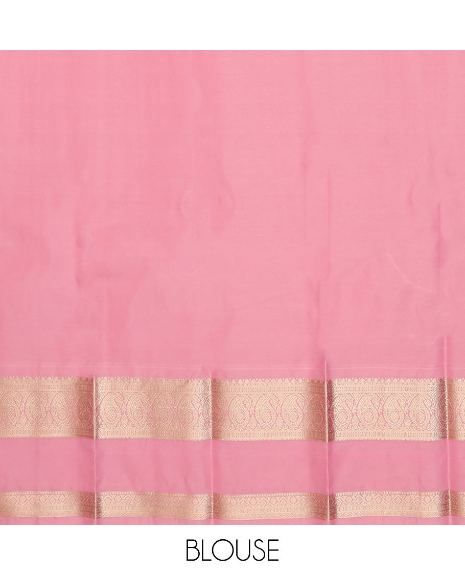 Black zari buttas budget silk saree, contrast traditional zari rettai pettu border, and jaal pallu