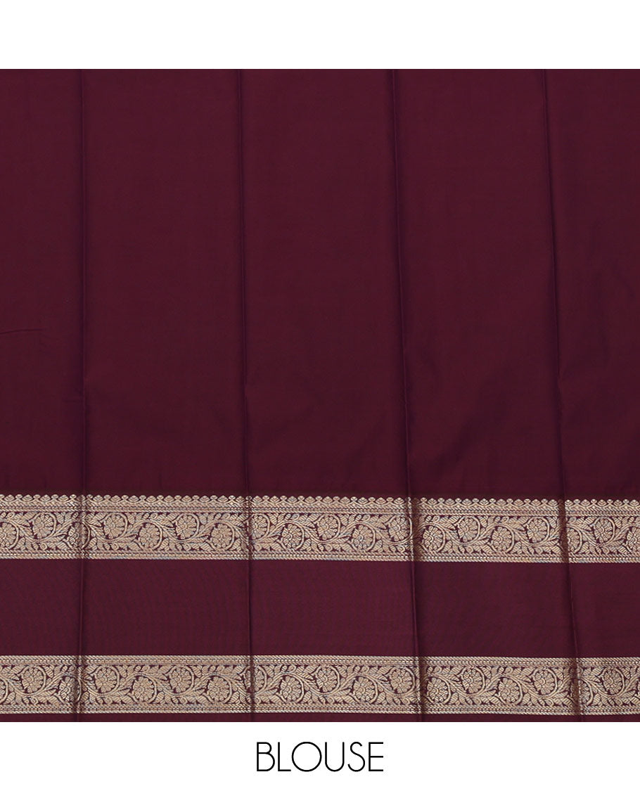 Blue Budget Silk Saree Enriched with Zari Designs, Featuring a Contrast Traditional Zari Design Rettai Pettu Border, Pallu Adorned with Intricate Designs, and Paired with a Contrast Blouse