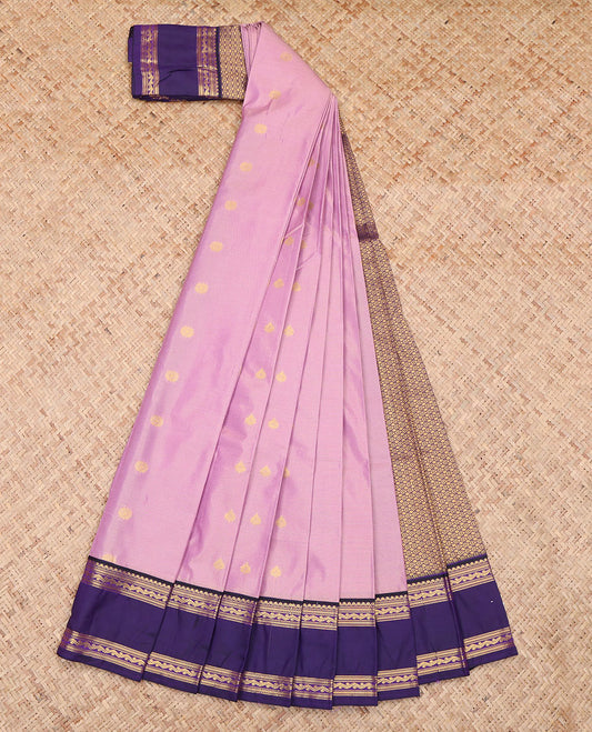 Pale Pink Stripes and Zari Butta Budget Silk Saree