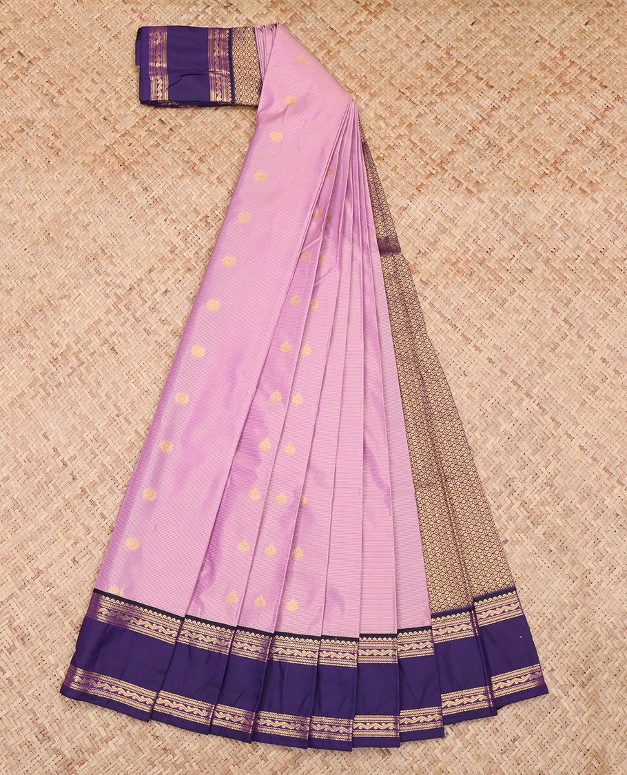 Pale Pink Stripes and Zari Butta Budget Silk Saree