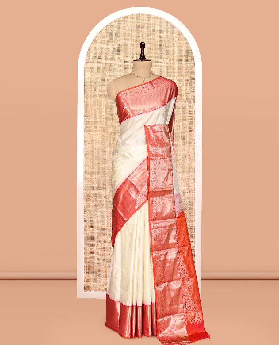 Cream Zari Buttas Gift Saree