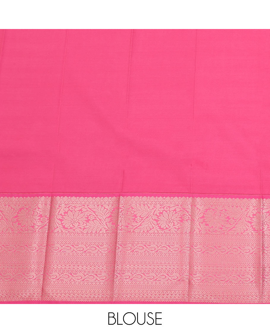 Blue striped and leaf motifs budget silk saree, contrast traditional zari design border, and jaal pallu