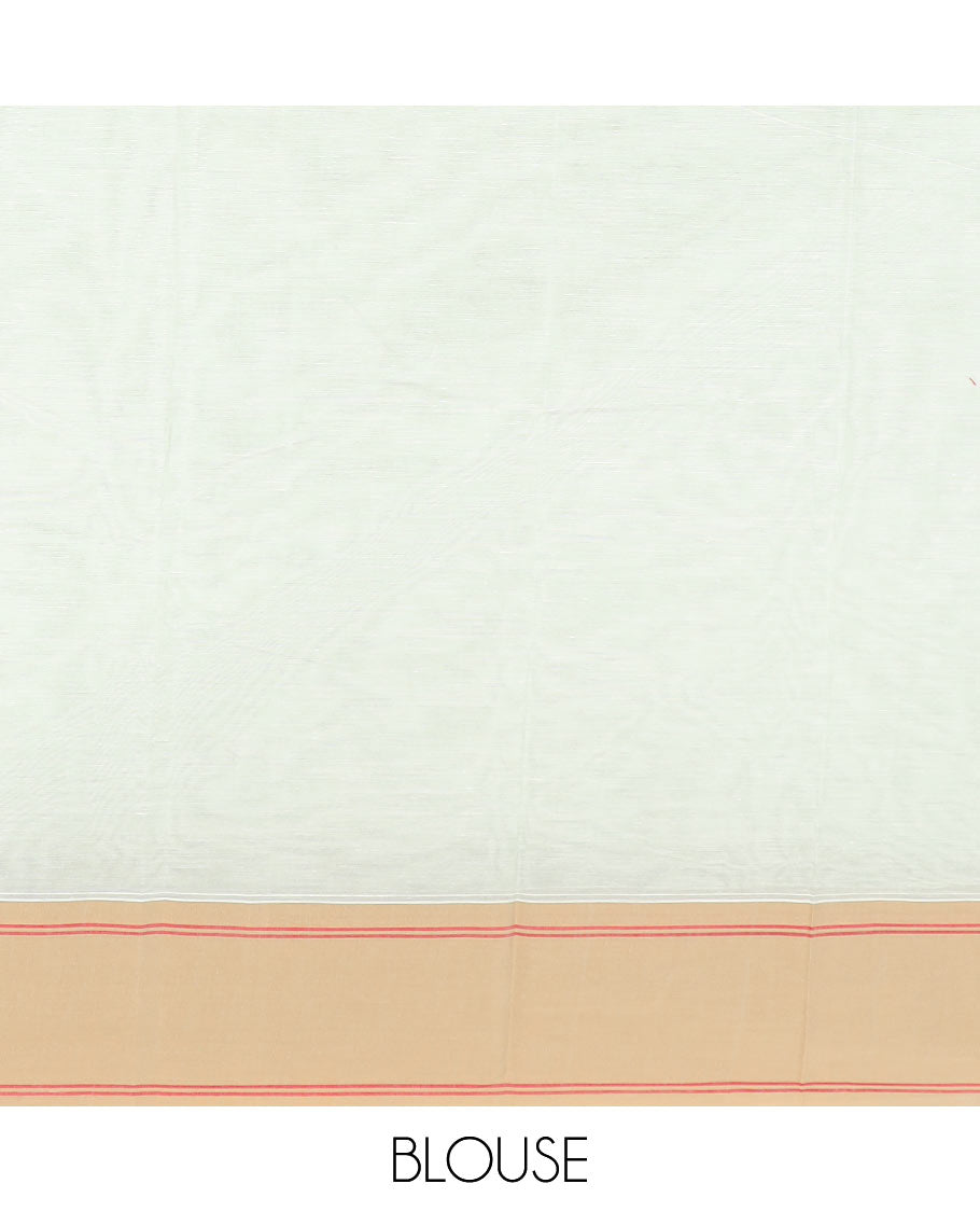 Pastel green diamond buttas Kanchi cotton saree, contrast unique design border, and jaal pallu