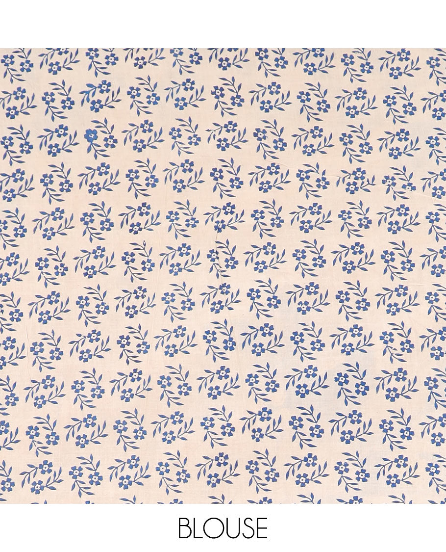 Yellow batik floral machine-printed cotton saree, contrast printed border, and pallu of kalamkari peacock print