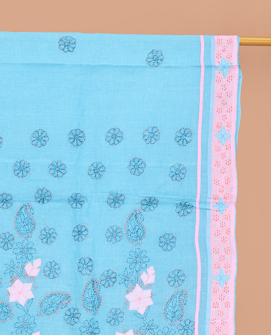 Blue Lucknowi Chikankari Saree